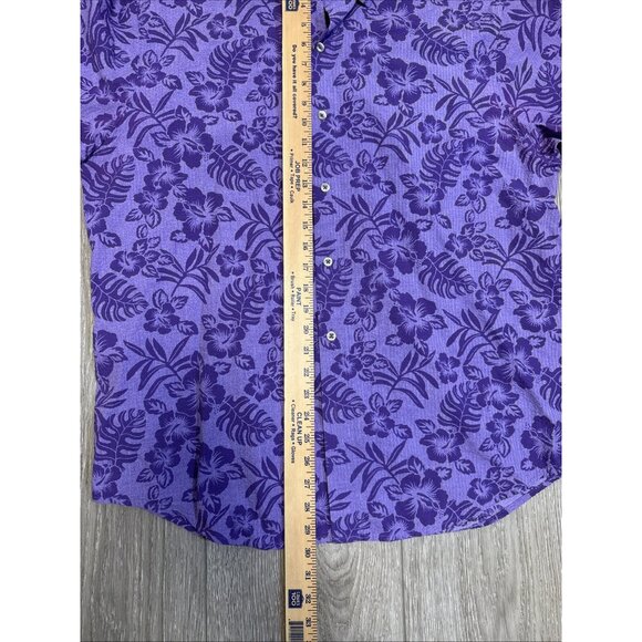 TOMMY BAHAMA LARGE NEW Purple Leaves Print Hawaiian Shirt - Picture 7 of 10